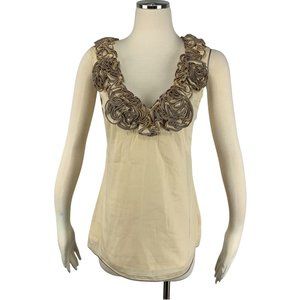 Anthropologie YOANA BARASCHI Small Blouse Profiterole Blouse Ruffle Neck $128